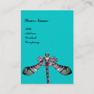 DRAGONFLY WOMAN FANTASY JEWEL Pink Aqua Blue Black Business Card