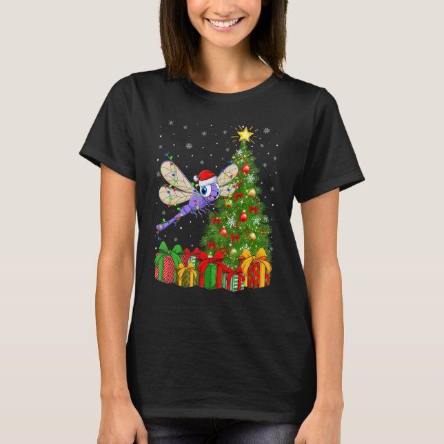 Dragonfly   Xmas Holiday Santa Dragonfly Christmas T-Shirt (Front)