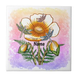 Dragonfly Yellow Poppy Tile