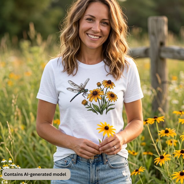 Dragonfly & Yellow Wildflowers Tri-Blend Shirt (Creator Uploaded)