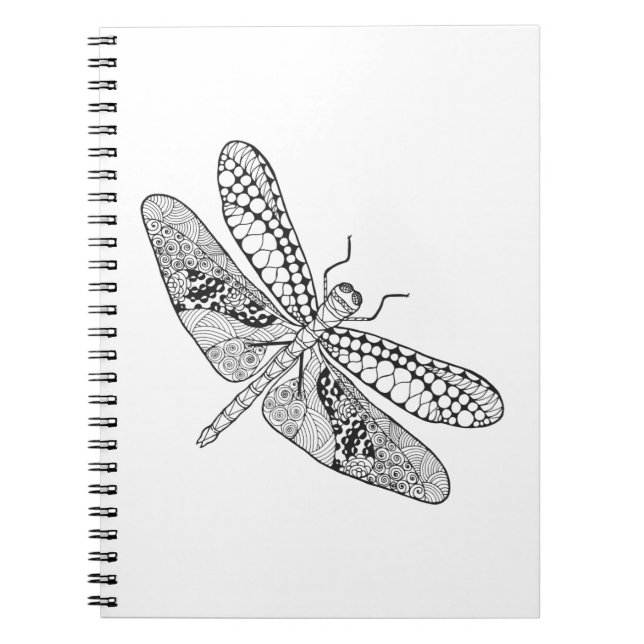 Dragonfly Zendoodle Spiral Notebook (Front)