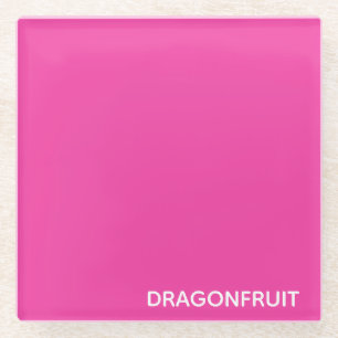 Dragonfruit pink colour name glass coaster