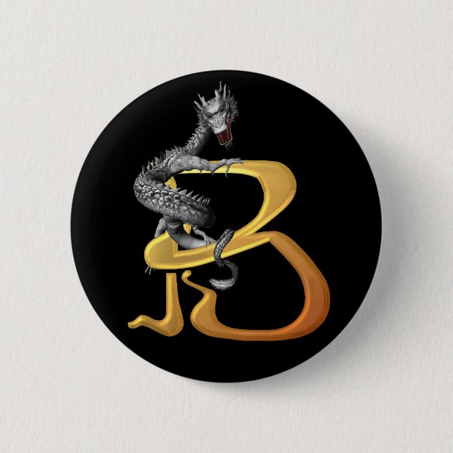 Dragonlore Initial B 6 Cm Round Badge (Front)