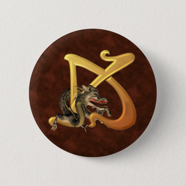 Dragonlore Initial K 6 Cm Round Badge (Front)