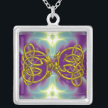 DRAGONLOVE SILVER PLATED NECKLACE<br><div class="desc">Elegant and unique design , gold celtic dragons in light waves.  Very accurated 3D modelling and fractal art and rendering  by Bulgan Lumini (c).Part from series Hyper Talismans.</div>