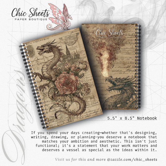 Dragons and Mediaeval Imagery 5.5"x8.5" Deluxe Notebook (Creator Uploaded)
