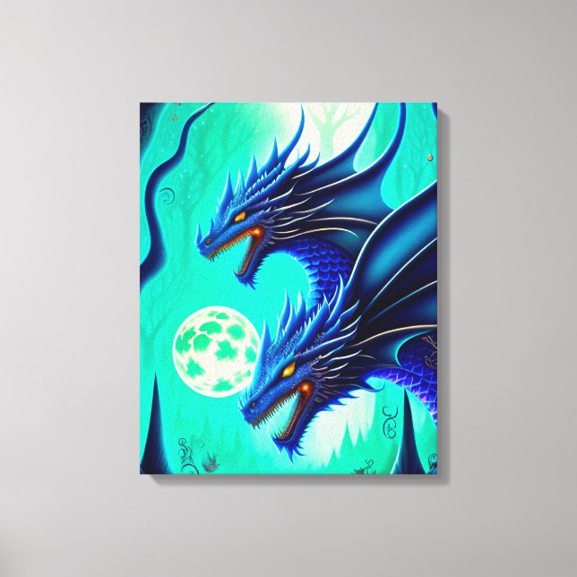 Dragons and Moon Canvas Print (Front)