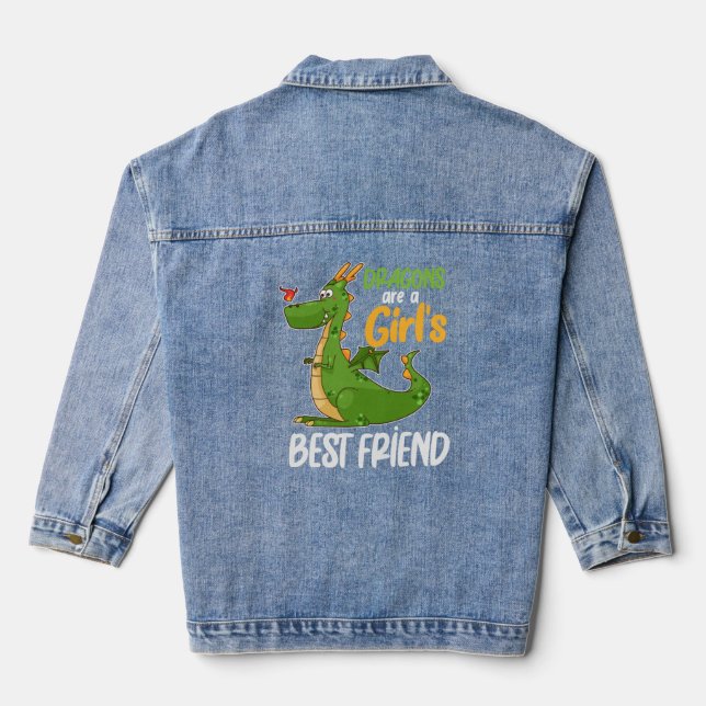 Dragons Are A Girl s Best Friend  For Women and Gi Denim Jacket (Back)