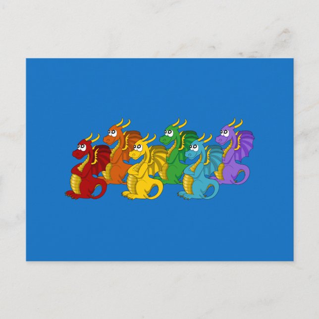 Dragons cartoon postcard (Front)