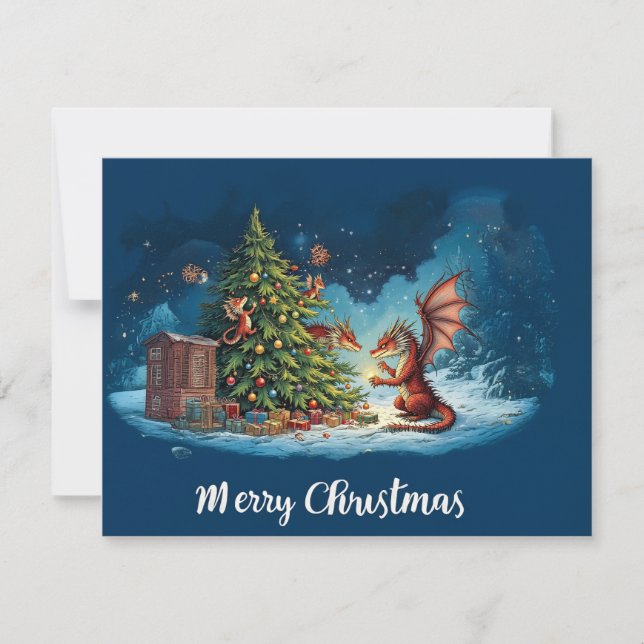 Dragon's Cosy Christmas Eve Holiday Card (Front)