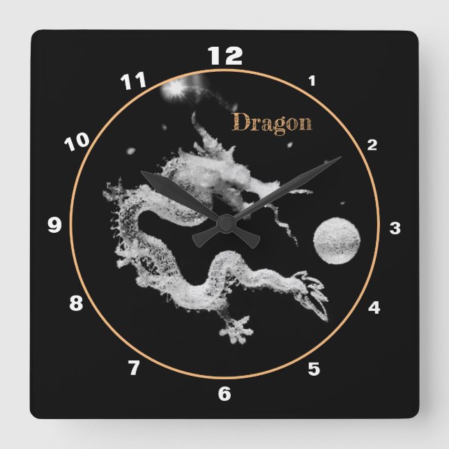 Dragons & Crystal Dragon Lore /Birth of the Dragon Square Wall Clock (Front)