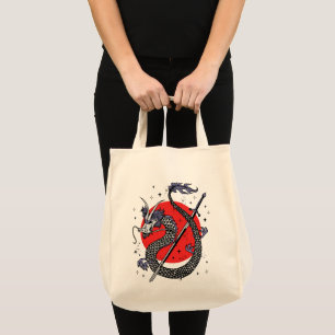 Dragon's Defiance: A Majestic Chinese Artwork Tote Bag