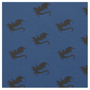 Dragons DND Silhouettes Blue Fabric