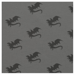 Dragons DND Silhouettes Grey Fabric