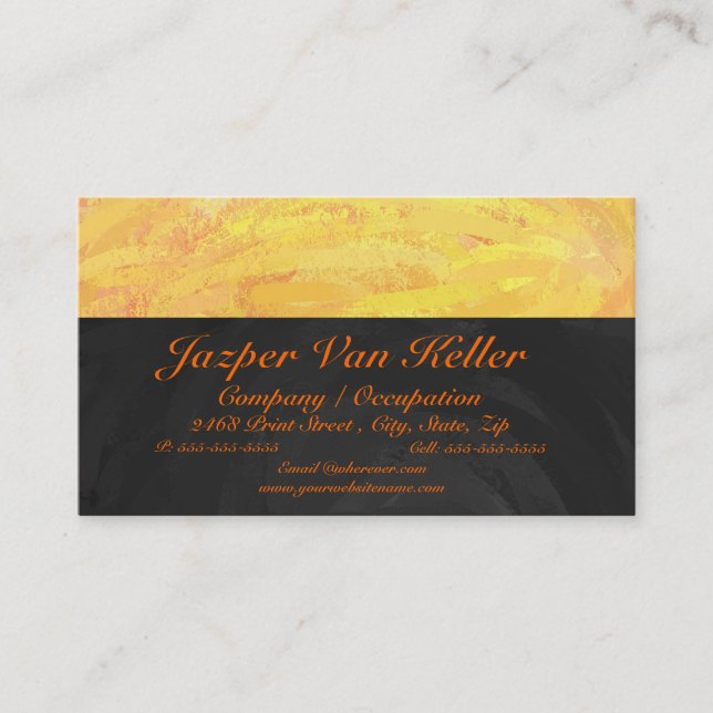 Dragons Eye Orange and Black Monogram Business Card (Front)