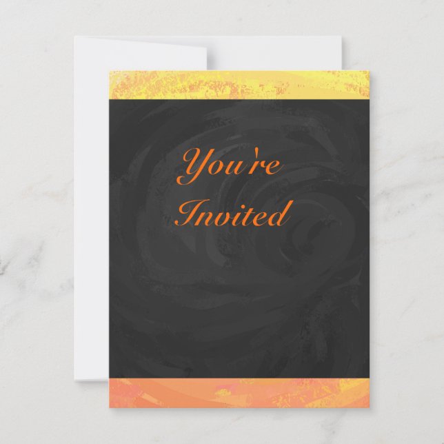 Dragons Eye Orange and Black Monogram Invitation (Front)