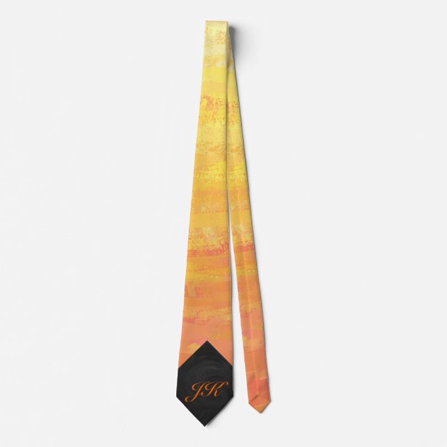 Dragons Eye Orange and Black Monogram Tie (Front)