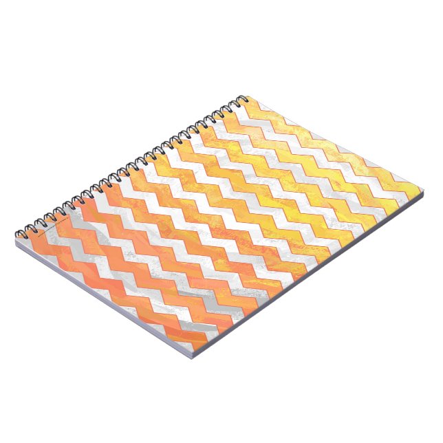 Dragons Eye Orange Chevron Pattern Spiral Notebook (Left Side)