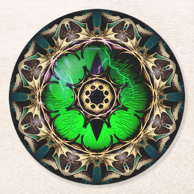 Dragon's Eye Round Paper Coaster (Front)