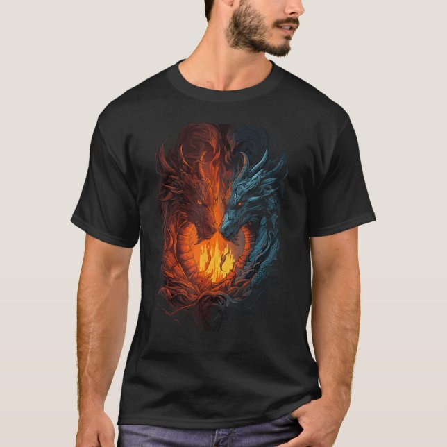 Dragons Faces Each Other T-Shirt (Front)
