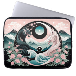 Dragons Floral Mountain Pink Sage Teal Laptop Sleeve