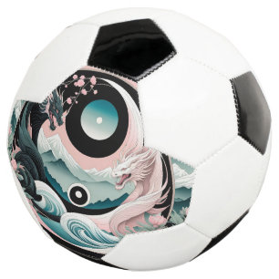 Dragons Floral Mountain Pink Sage Teal Soccer Ball