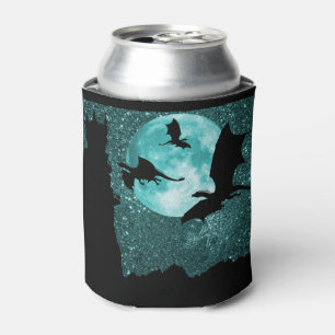 Dragons flying, sparkle early dawn,mountain castle can cooler