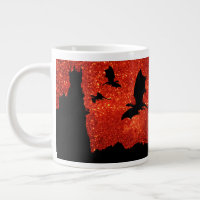 Dragons flying, Sunrise/sunset sky cliff castle