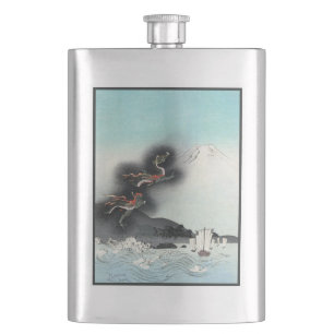 Dragon's Fury Sea Battle for Mount Fuji, Japan Hip Flask