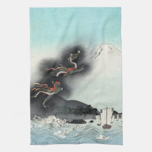 Dragon's Fury Sea Battle for Mount Fuji, Japan Tea Towel