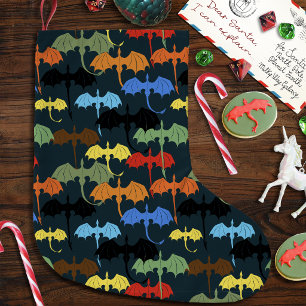 Dragons Green Flight Fantasy Large Christmas Stocking