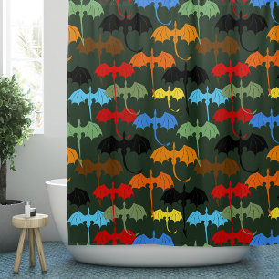 Dragons Green Flight Fantasy Shower Curtain