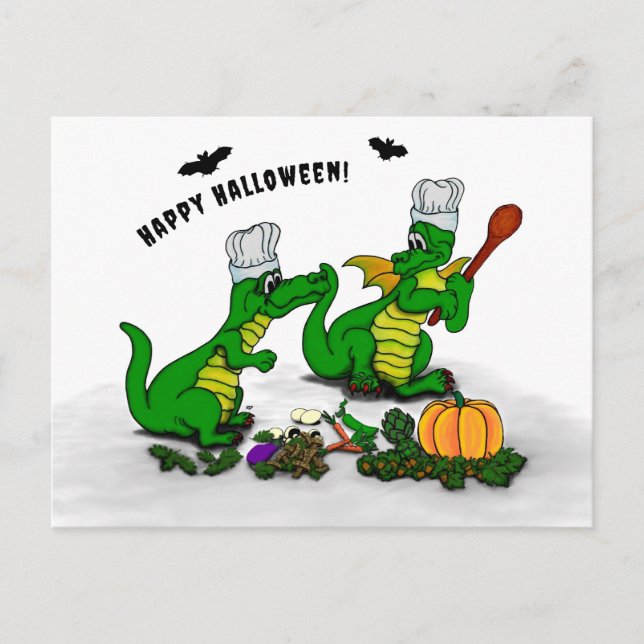 Dragons - Happy Halloween ! Today I will cook Holiday Postcard (Front)