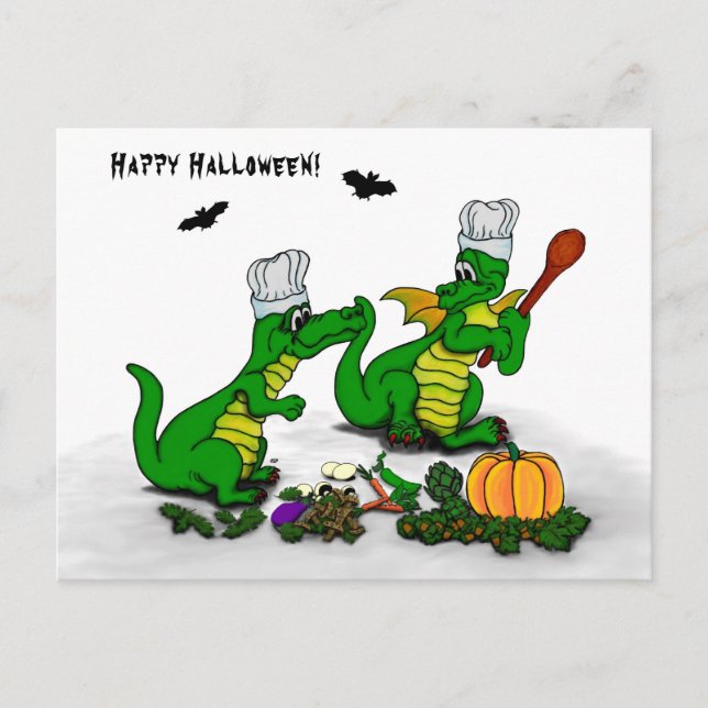 Dragons - Happy Halloween ! Today I will cook Postcard (Front)