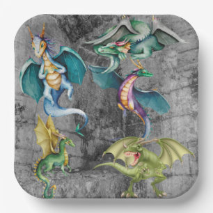 Dragons in a Corner Paper Plate