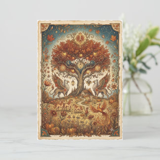 Dragons in the Fall Vintage Whimsical Art Card