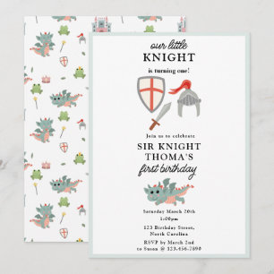 Dragons Knights Fairytale Mediaeval Castle Birthda Invitation