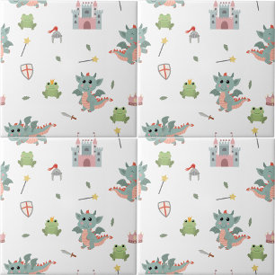 Dragons Knights Fairytale Mediaeval Castle Nursery Tile