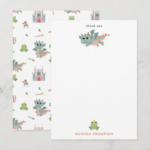 Dragons Knights Fairytale Mediaeval Castle Thank You Card