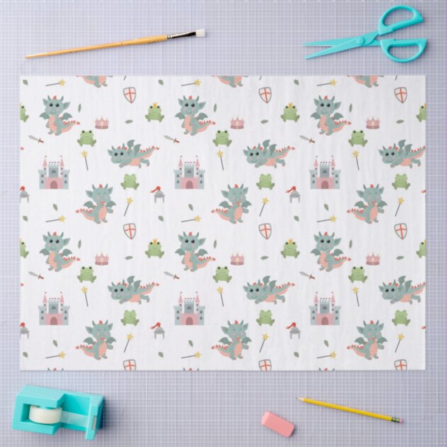 Dragons Knights Fairytale Mediaeval Castle Tissue Paper (Craft)