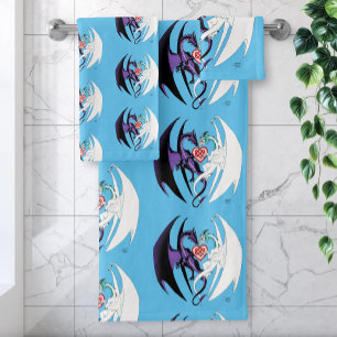 Dragons Love Heart Blue Bath Towel Set