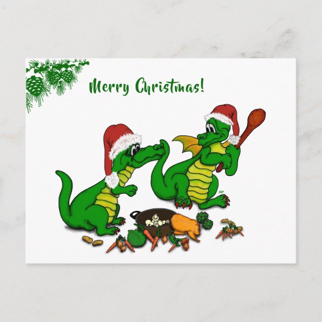 Dragons - Merry Christmas ! - today I will cook Holiday Postcard (Front)