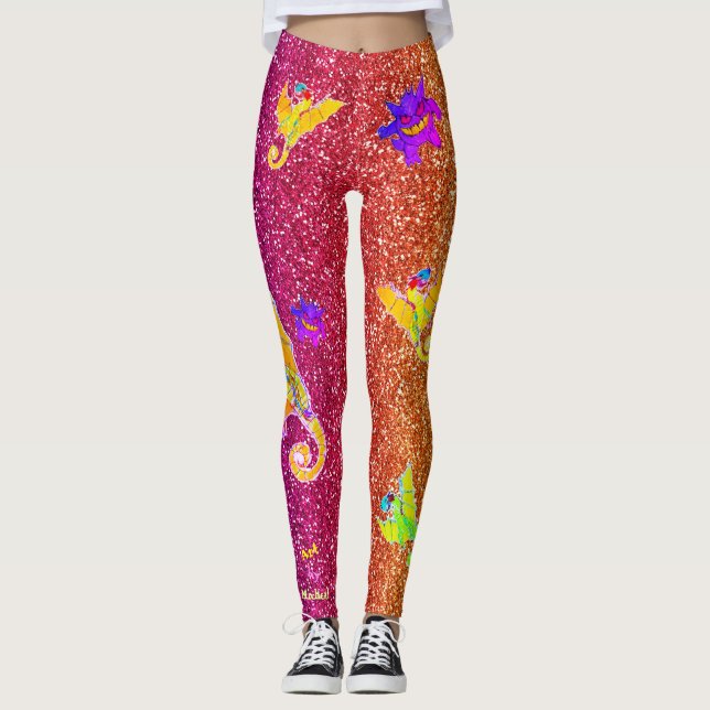Dragons & Monsters on Glitter Leggings (Front)