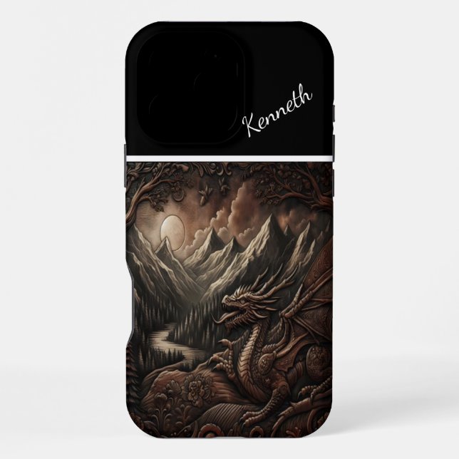 Dragon's Moonlight Vigil iPhone Case (Back)