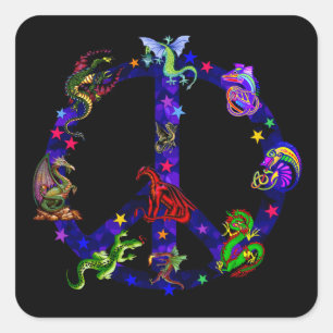 Dragons Of Peace Square Sticker