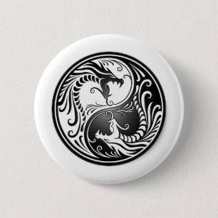 dragons of yin yang 6 cm round badge