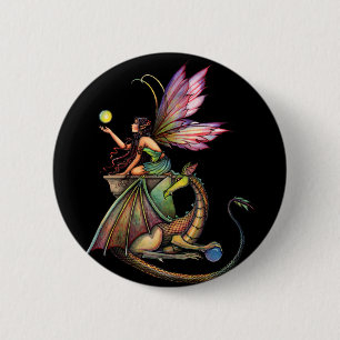 Dragon's Orbs Fairy and Dragon by Molly Harrison 6 Cm Round Badge