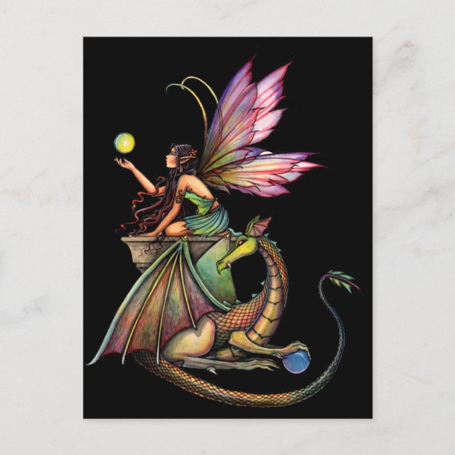 Dragon's Orbs Fairy and Dragon by Molly Harrison Postcard (Front)