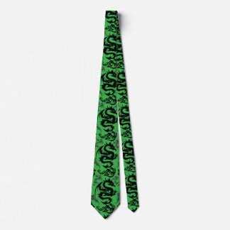 Dragons outline pattern 05.b.DOLP01.Green BG Tie