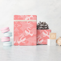 Dragons Over Pink Wrapping Paper